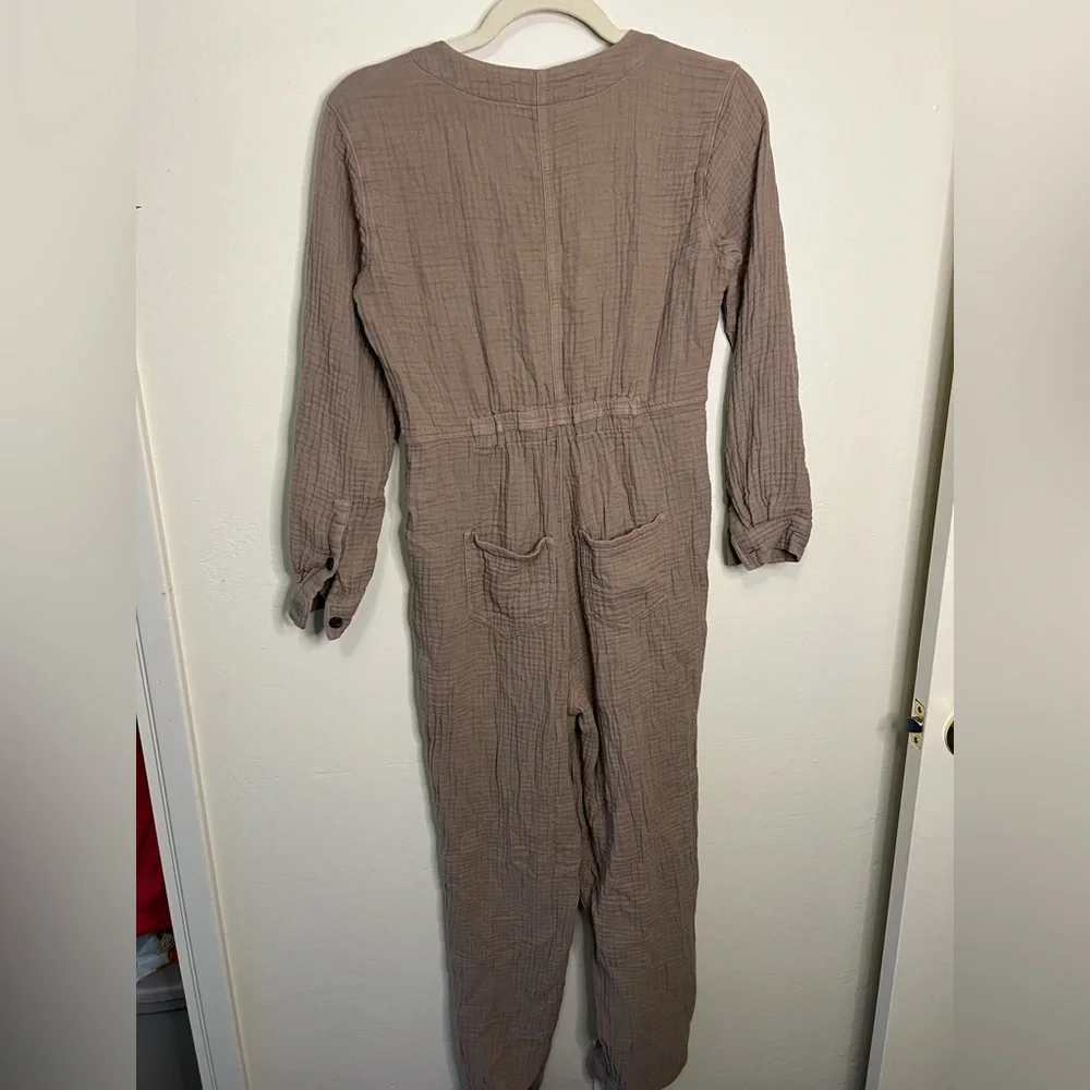 Madewell Taupe‎ Button-Front Jumpsuit
